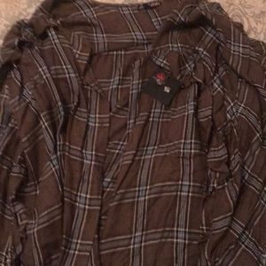 Long sleeve blouse green with blue and studs